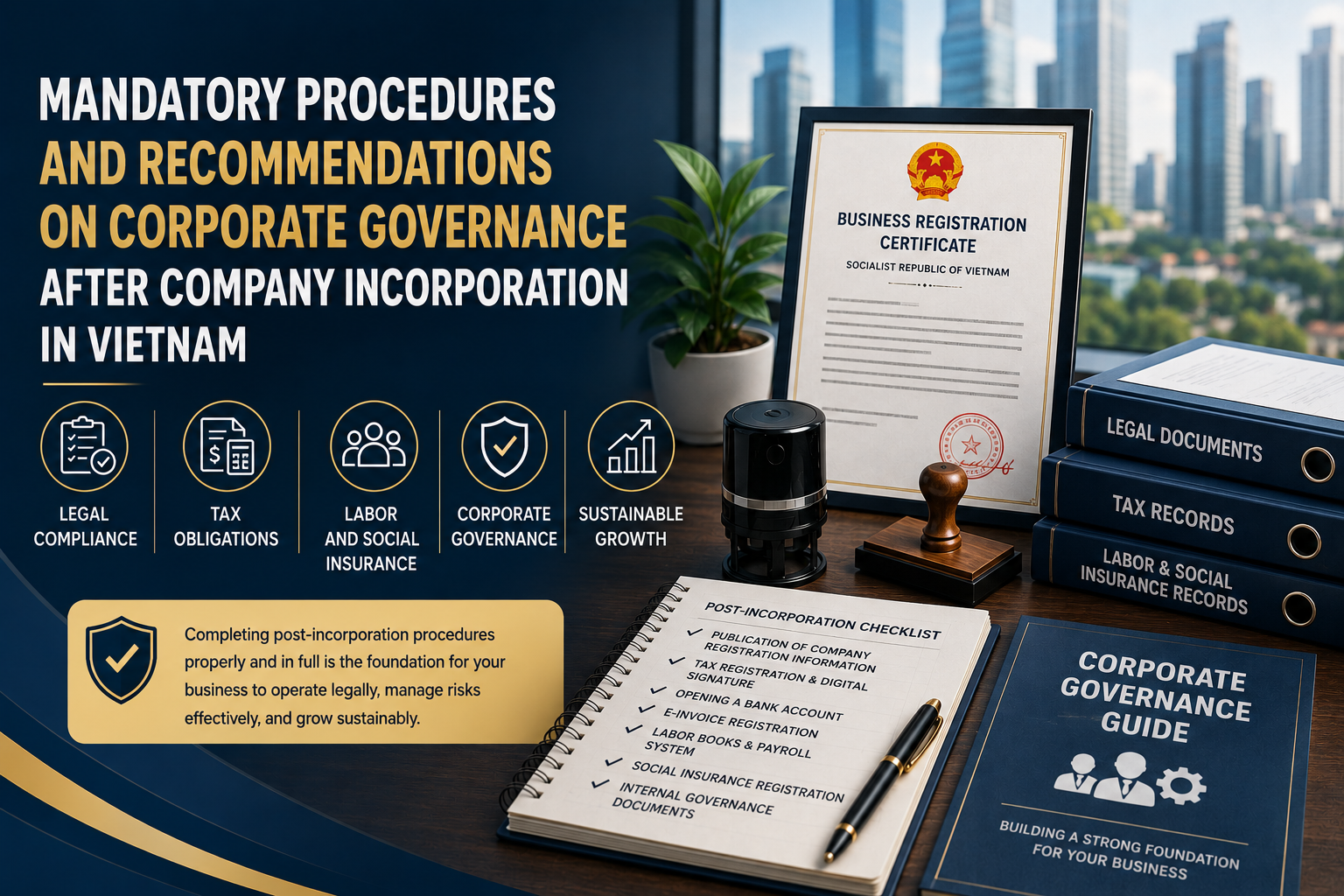 Mandatory post-establishment procedures and corporate management recommendations for companies in Vietnam